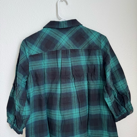 GAP Flannel Utility Mini Shirt Dress NWT in Green & Navy XS - Picture 8 of 13
